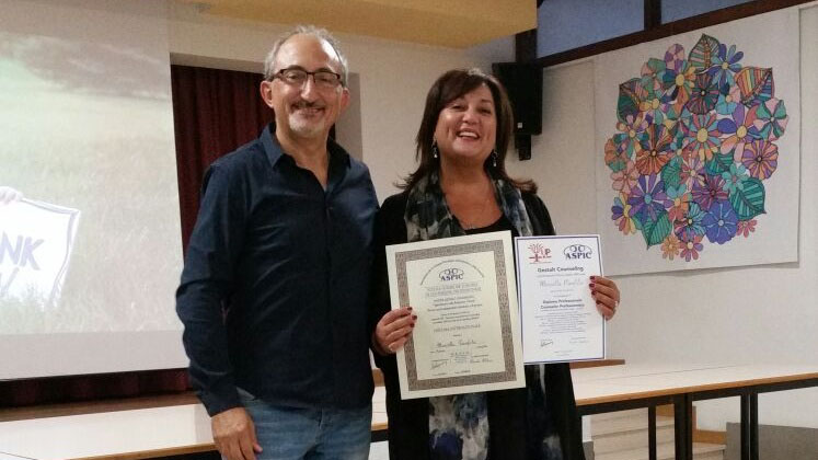 con Elvino Miali, consegna diploma Counseling, 2016